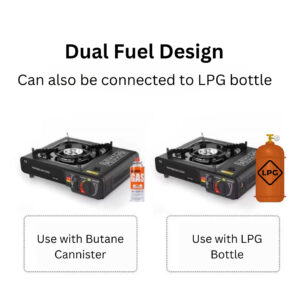 Camping Cooker - Dual Fuel (LPG & Butane) + Cadac Regulator for Safety