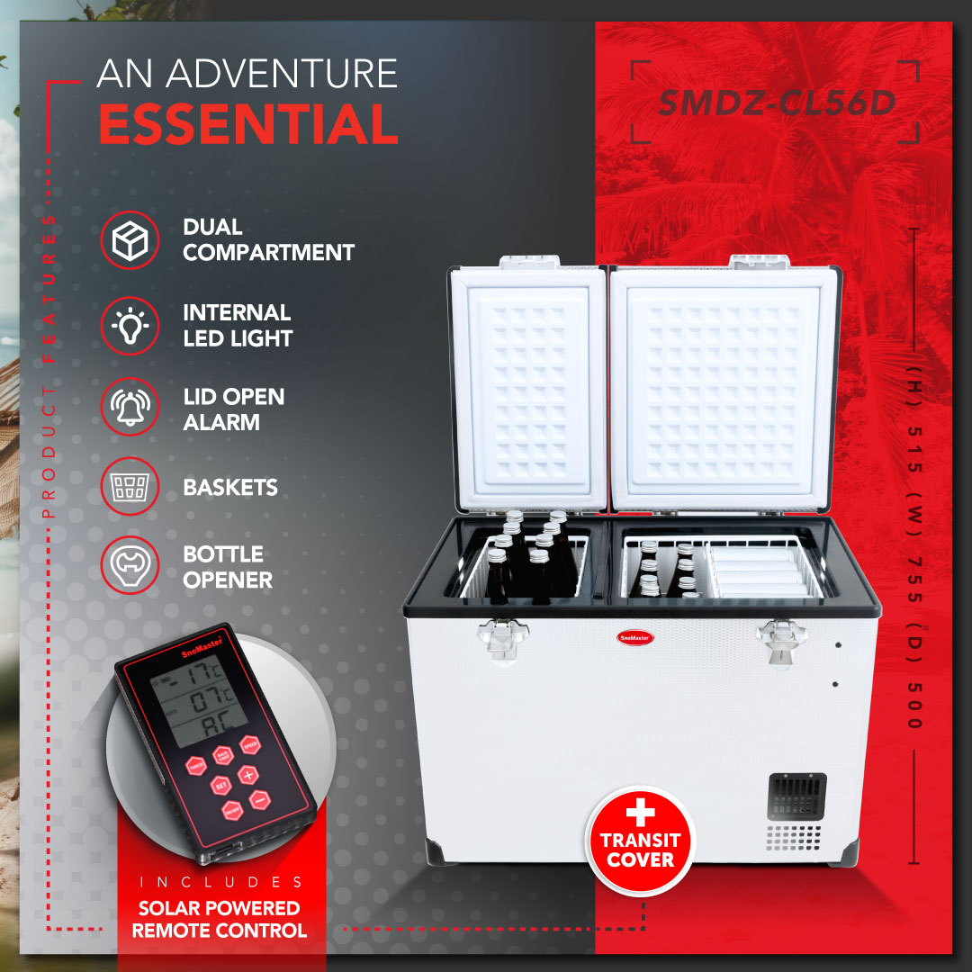 SnoMaster 56L Dual Compartment Fridge/Freezer - Stainless Steel - Includes Cover - Image 5