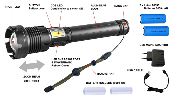 Zartek Torch Rechargeable - 2500 Lumen - Extreme Bright Supreme Product - Image 8