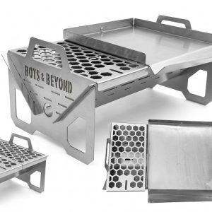 Collapsible Braai with Fry Pan - Stainless Steel in Carry Bag