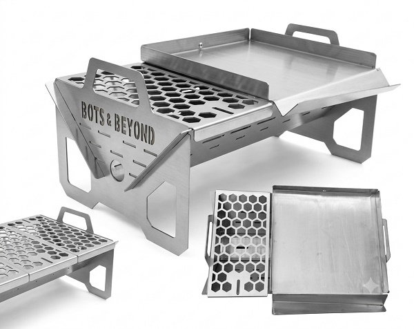 Collapsible Braai with Fry Pan - Stainless Steel in Carry Bag