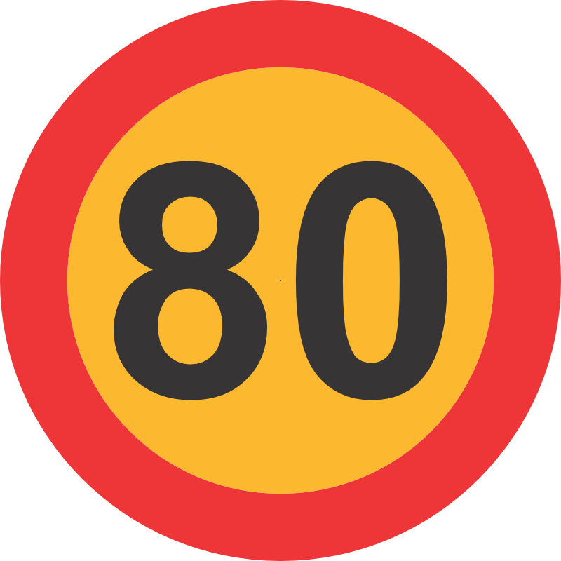 Sticker 80Km Reflective Speed Limit - 190mm